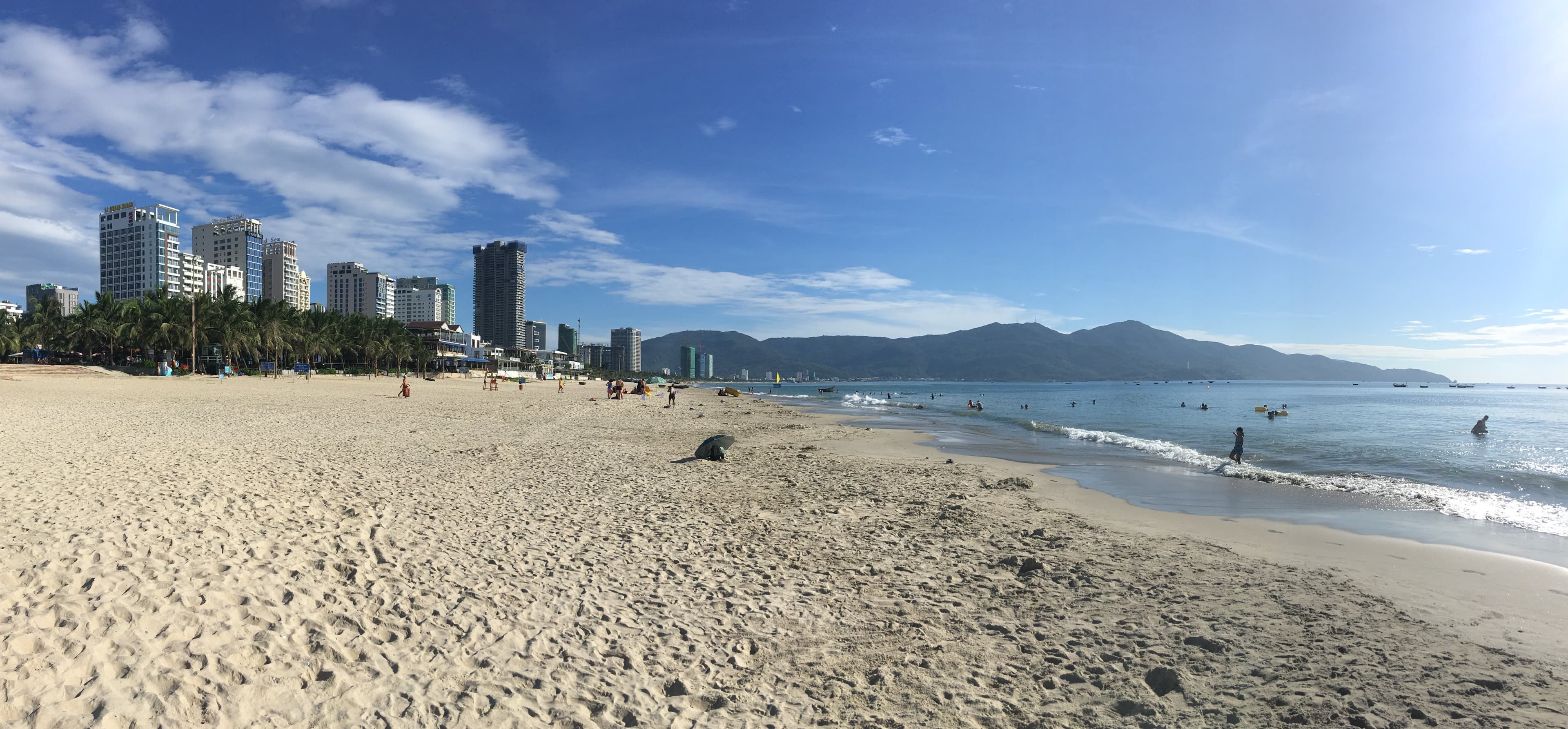 A wide view of My Khe beach in Da Nang, near the beachside coworking cluster