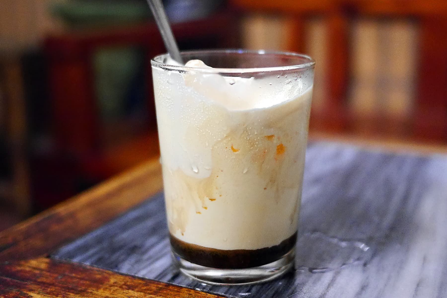 Iced egg coffee, ca phe trung da, a signature order at several Da Nang work cafes