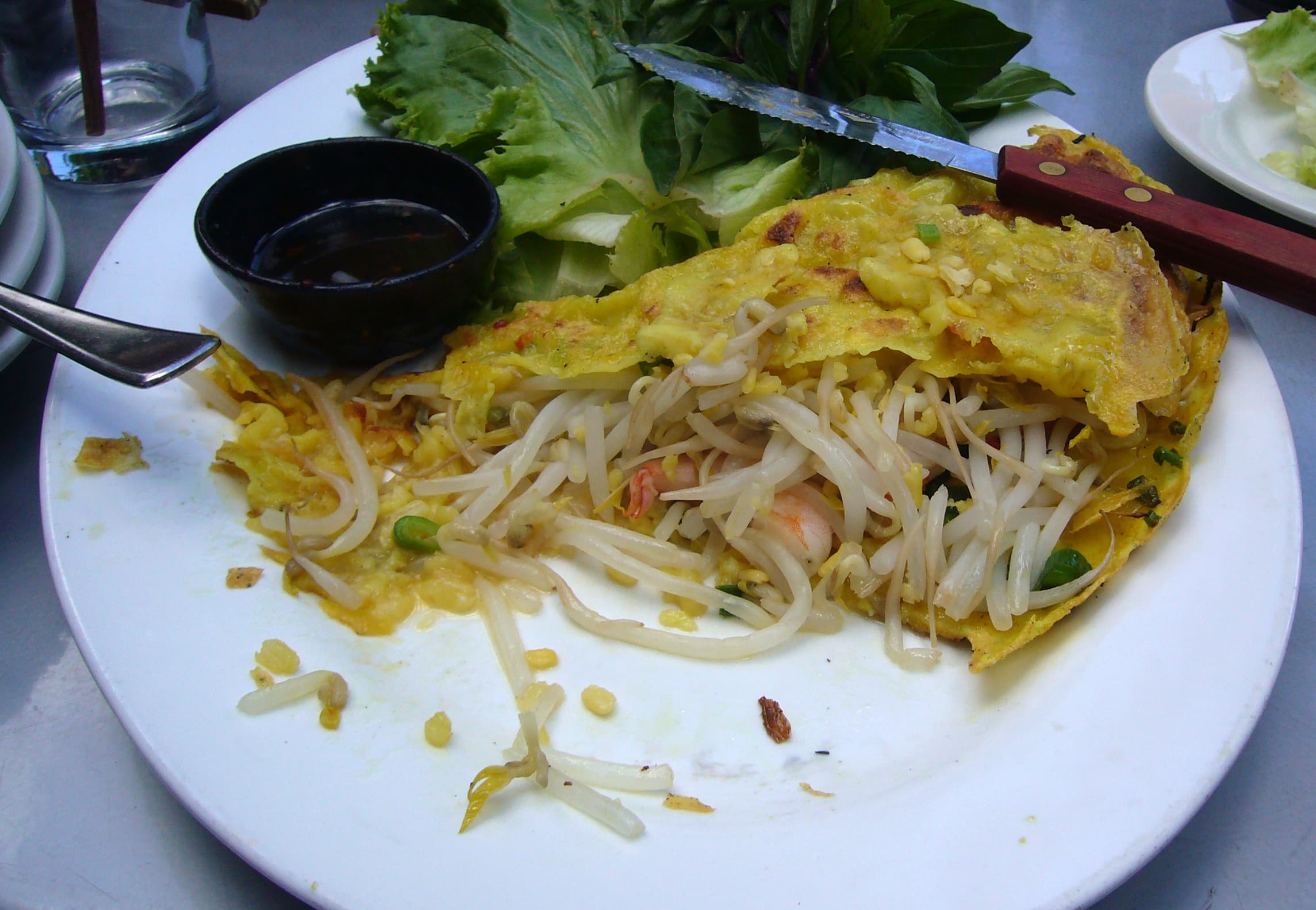 Banh xeo, a crispy turmeric pancake and one of Central Vietnam's signature street foods